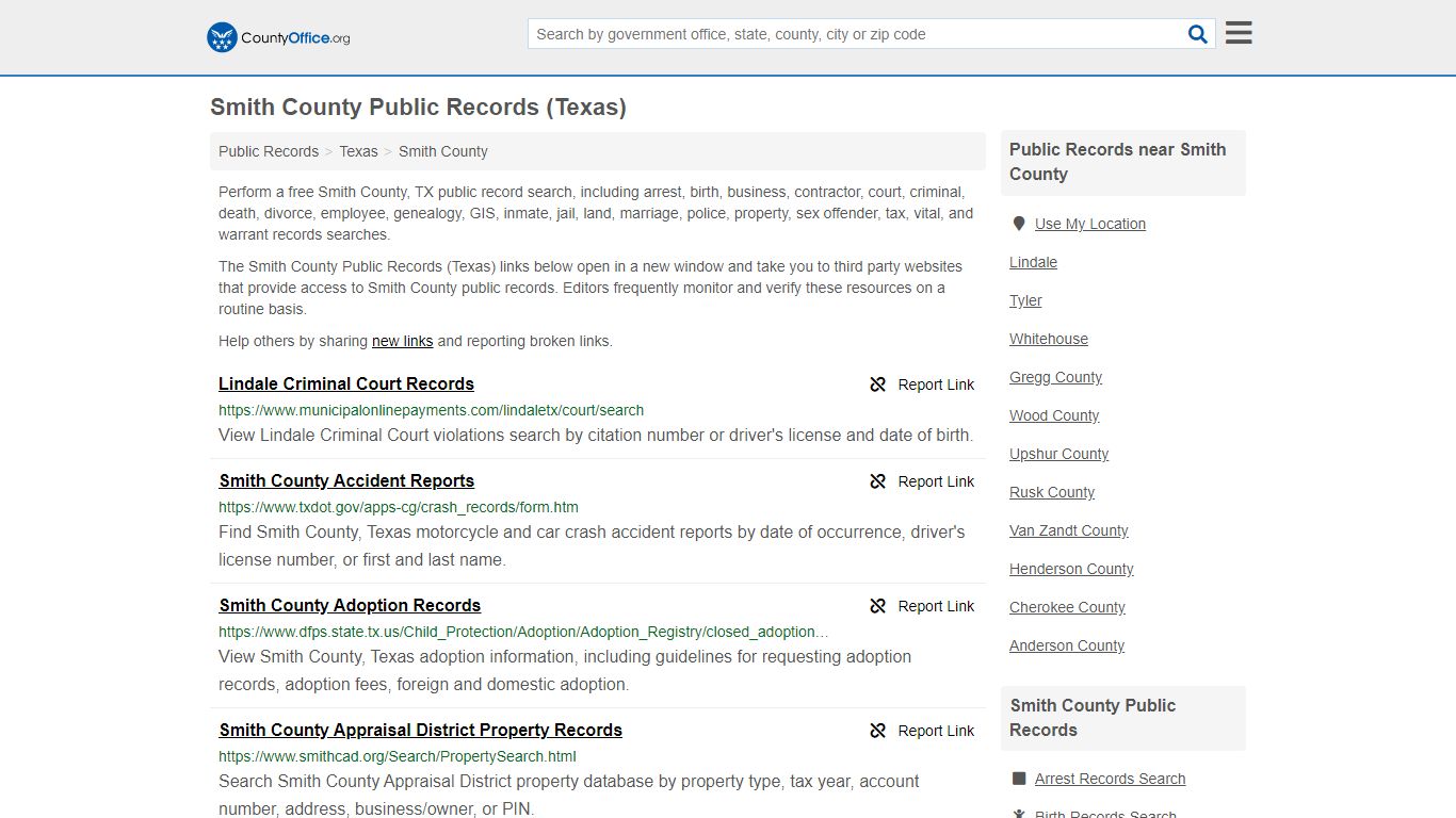 Smith County Public Records (Texas) - County Office